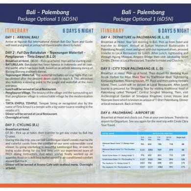 BALI - PALEMBANG 6D5N OPSI 1 FOR ASIAN GAMES