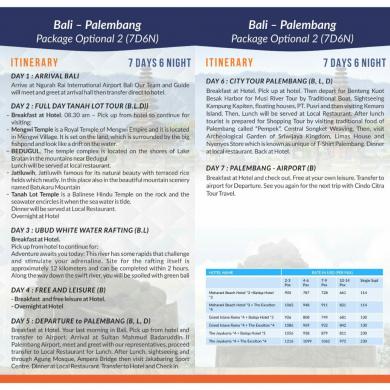 BALI-PALEMBANG 7D6N OPSI 2 FOR ASIAN GAMES 
