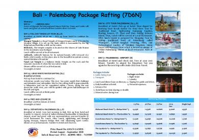 "Konsorsium ASITA Sumsel " PALEMBANG & BEYOND Periode ASIAN GAMES Aug - Sept 2018